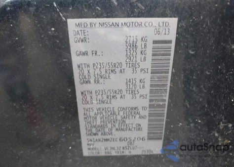 2014 Nissan Pathfinder Platinum from USA, damaged, VIN 5N1AR2MM2EC605206